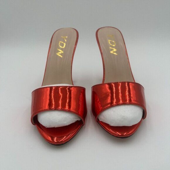 YDN Red Comfy High Heel Mules Slip on Clog Sandals Open Toe Dress Slide Shoes - Picture 3 of 6
